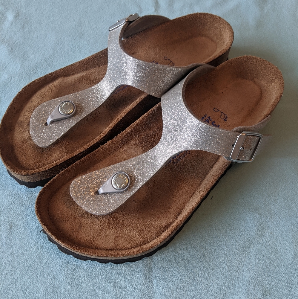 Birkenstock Gizeh Birko-Flor Silver Glitter 37